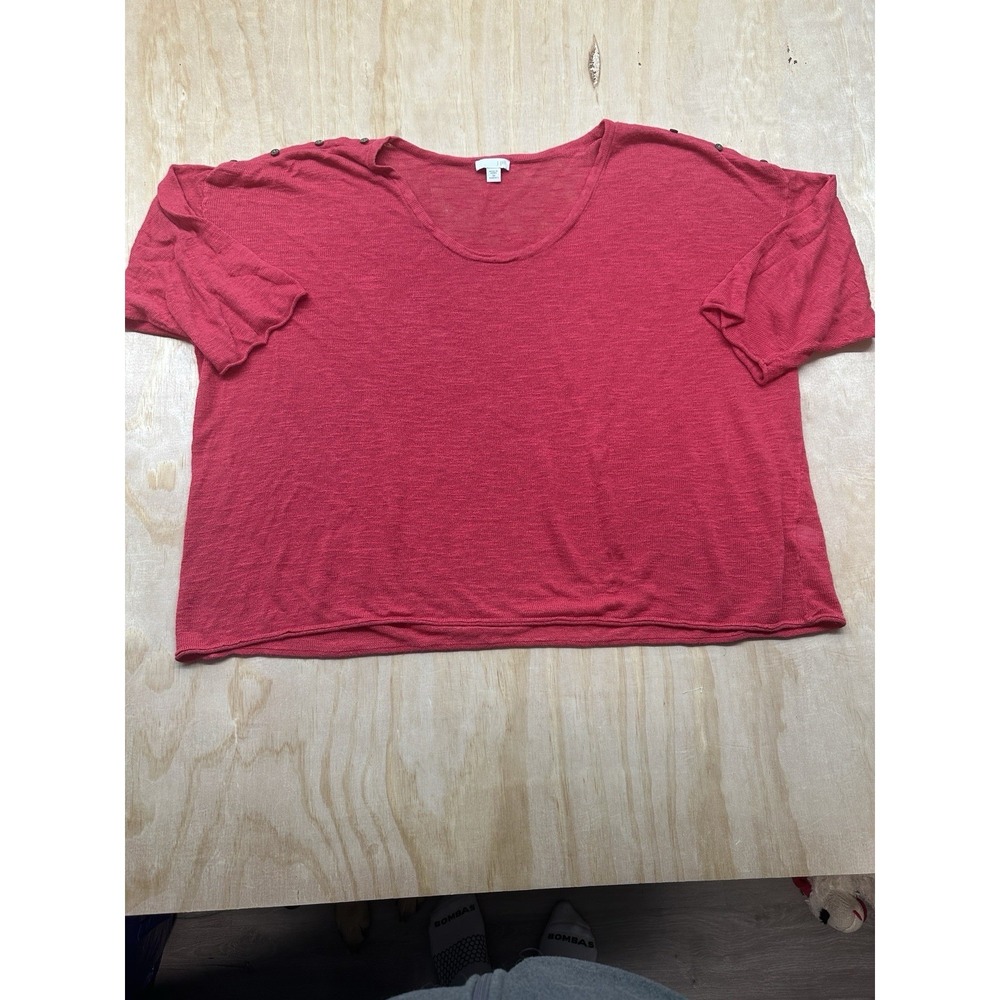 J Jill Women's Plus Size Linen Blend Sweater Red 3X Lightweight Casual  Career‎